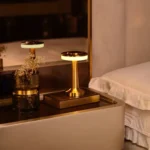 Cordless lamp used as a bedside lamp with warm white light