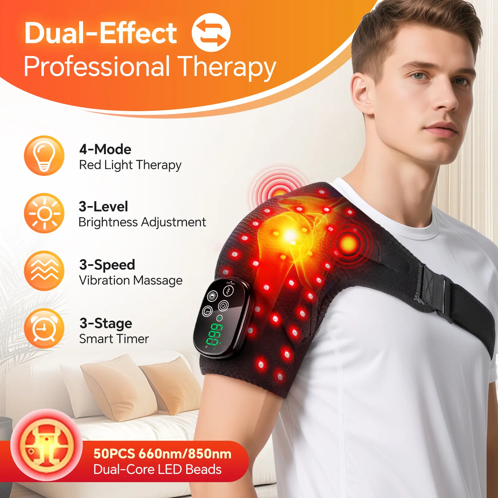 infrared shoulder pad malta: Feature overview: 4 red light modes, 3 brightness levels, 3 vibration speeds, timer and 50 dual- infrared shoulder pad malta: Feature overview: 4 red light modes, 3 brightness levels, 3 vibration speeds, timer and 50 dual-