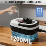 1200ml water tank of the handheld steam cleaner filled through the top opening, giving about 1 hour of steam