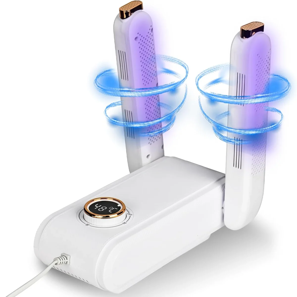 Electric UV shoe dryer placed inside a pair of shoes